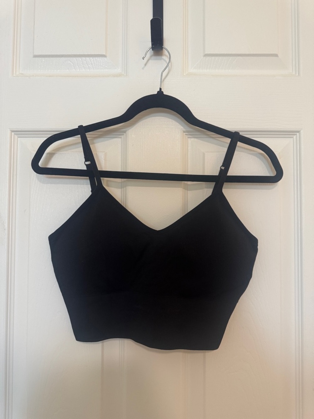 Zella Black Ribbed Scoop Neck Crop Bralette